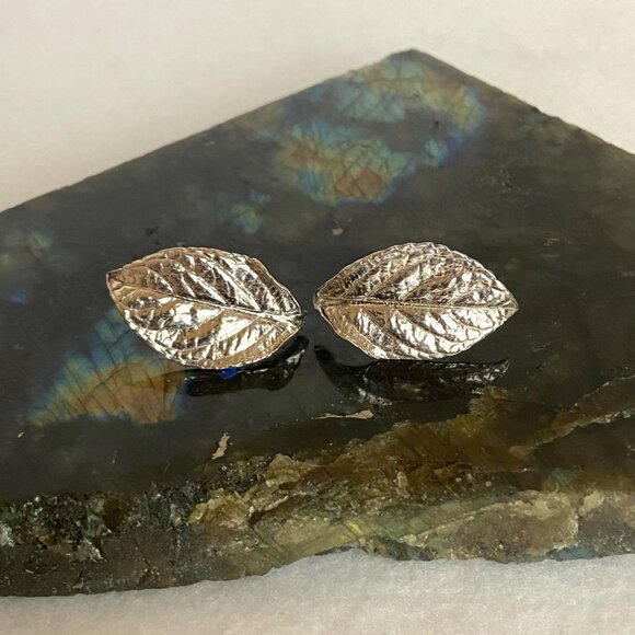 VTG Signed Morrell Sterling Silver 925 Foliage Leaf Earrings - Picture 3 of 16